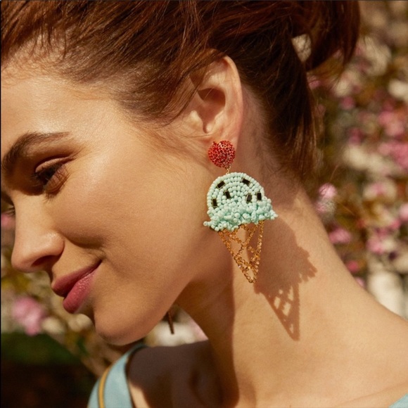 ANTHRO Baublebar Jolie Blue Red Drop Earrings NWT - Picture 3 of 3